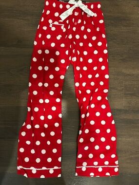 boxercraft Red and White Polka Dot Pajama Pants with white satin bow.